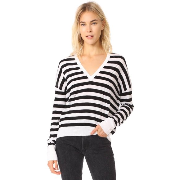 Rag & Bone/JEAN Bevan Striped V Neck Sweater - Picture 1 of 10
